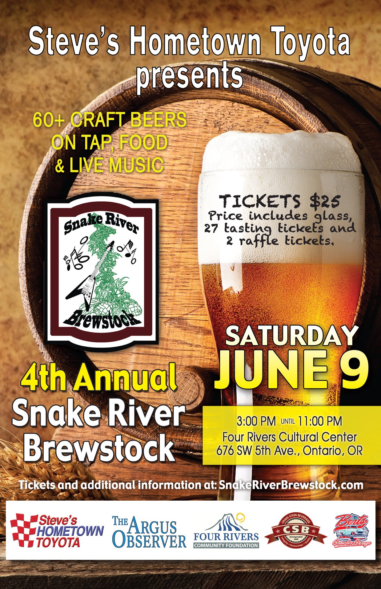 Flyer for the 4th Annual Snake River Brewstock craft beer festival